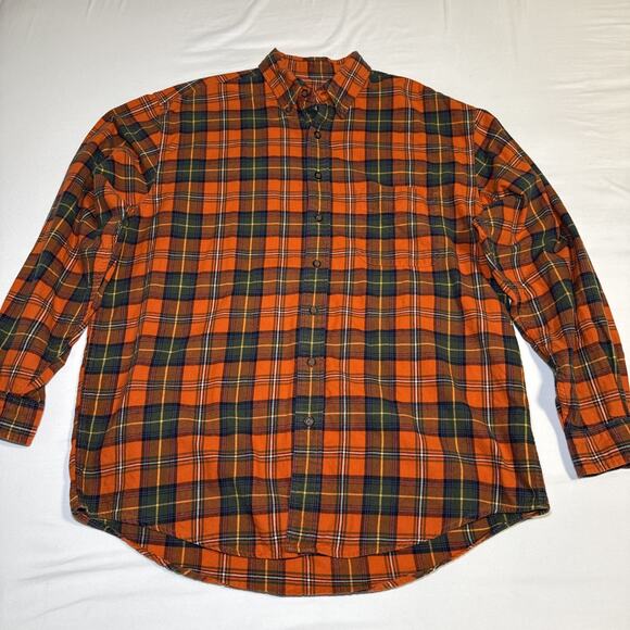 Vintage 90s Eddie Bauer Flannel Button Shirt Mens Large Tall Long Sleeve Cotton - Picture 1 of 14